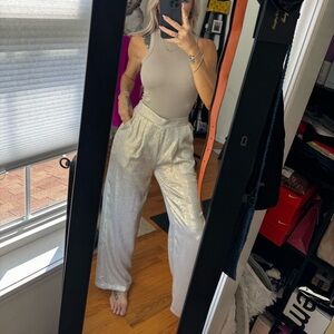 Elegant stunning GOLD crinkle iridescent trouser palazzo Women's Pants small nwt